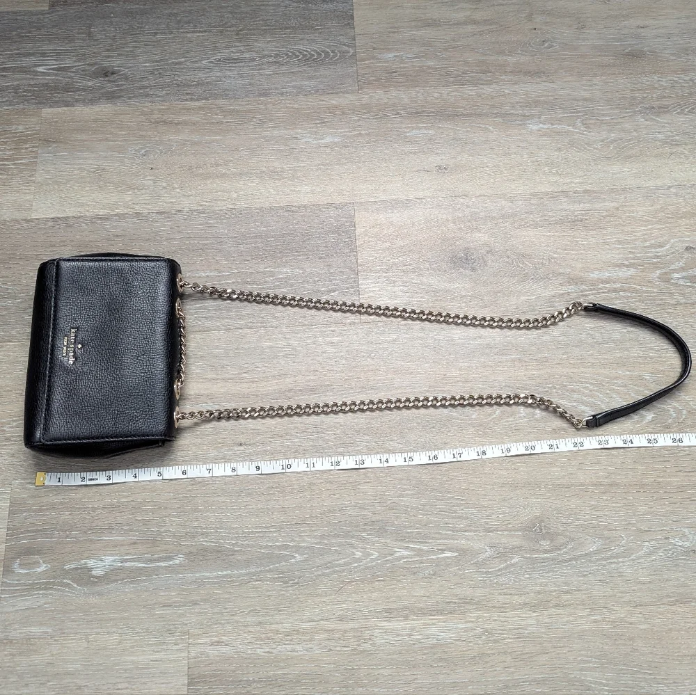 KATE SPADE Black Leather New York Briar Lane Emelyn Chain Crossbody Shoulder Bag
